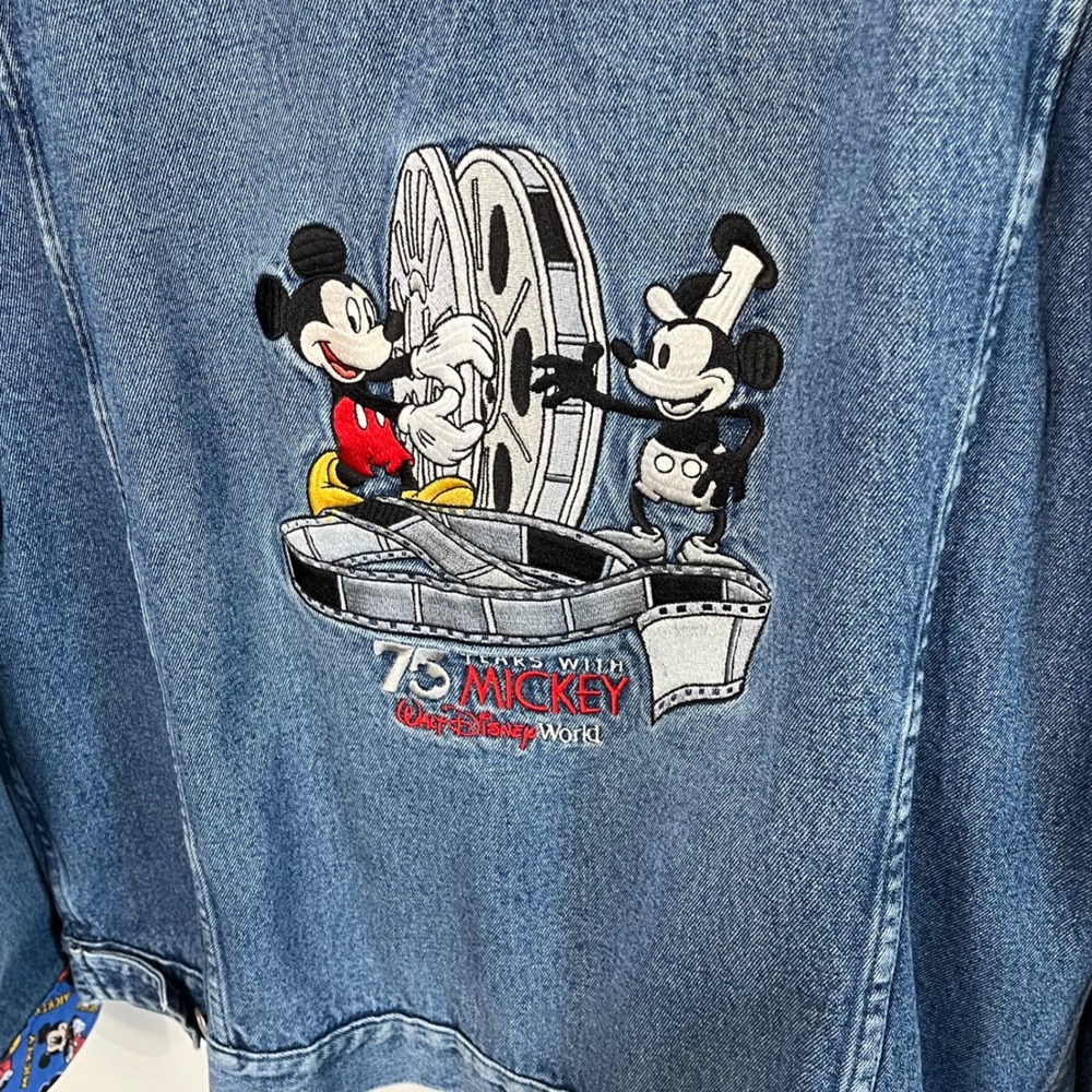 Custom Vintage Mickey Mouse 75th Anniversary Denim‎ Jean Jacket  Size XL - Picture 6 of 6